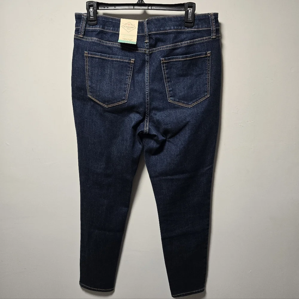 NWT St. John's Bay Skinny Ankle Jeans Size 12 Dark Wash Midrise Slimming Panel